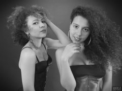 2017-10-22 Isabelle and Stephy in tightly-laced corset and pantie girdle worn as hotpants