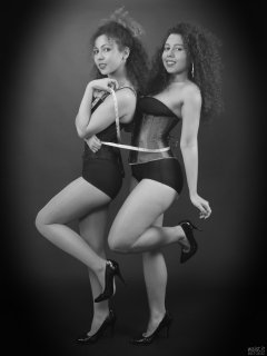 2017-10-22 Isabelle and Stephy in tightly-laced corset and pantie girdle worn as hotpants