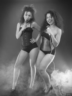 2017-10-22 Isabelle and Stephy in tightly-laced corset and pantie girdle worn as hotpants