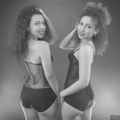 2017-10-22 Stephy and Isabelle 2017-10-22 Stephy and Isabelle in tight-laced corsets and black pantie girdles worn as hotpants