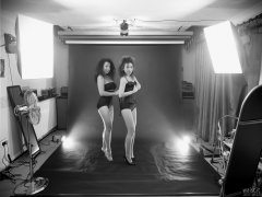 2017-10-22 Stephy and Isabelle in tight-laced corsets and black pantie girdles worn as hotpants - studio long-shot