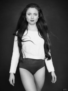 Charlene Joy in her own white pullover