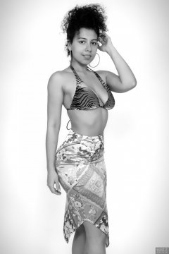 2017-11-26 Stephy Samer fashion shoot - in her own tie-side bikini and pink lycra sarong