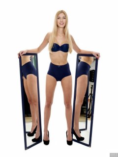 2017-12-16 Christina Demy in matching blue bra and pantie girdle