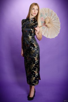 2017-12-16 Christina Demy in back cheongsam dress
