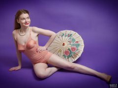 2018-02-03 Amy in tight pink vintage pantie corselette