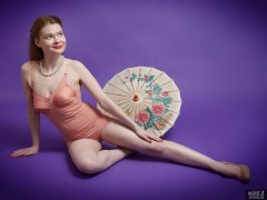 2018-02-03 Amy in tight pink vintage pantie corselette