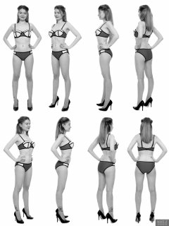 2018-02-03 Amy posture demonstration, in blue neoprene bikini