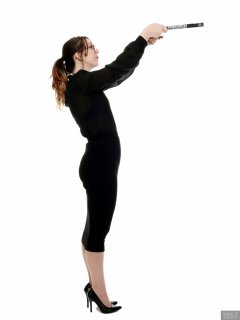 2018-02-18 Madame Cerise in black blouse and tight black pencil skirt