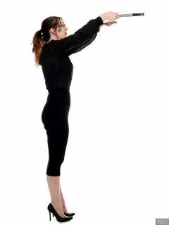 2018-02-18 Madame Cerise in black blouse and tight black pencil skirt