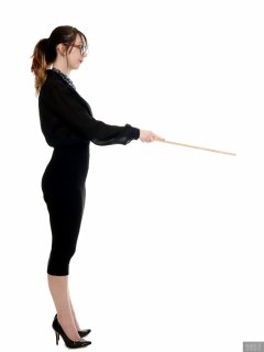 2018-02-18 Madame Cerise in black blouse and tight black pencil skirt