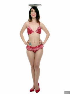 2018-02-18 Madame Cerise in vintage-style red and white polka dot bikini