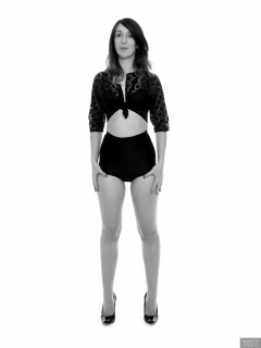 2018-02-18 Madame Cerise in black bra and lace top, and black style 210 pantie girdle worn as hotpants