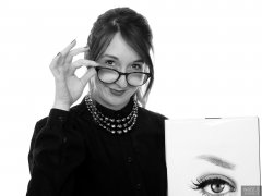 2018-02-18 Madame Cerise in black blouse and tight black pencil skirt