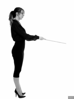 2018-02-18 Madame Cerise in black blouse and tight black pencil skirt