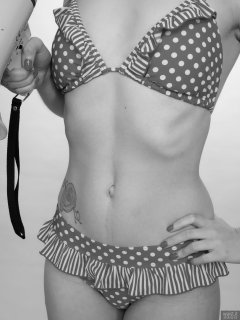 2018-02-18 Madame Cerise in vintage-style red and white polka dot bikini