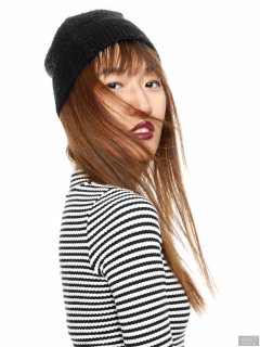 2018-02-24 Salina Pun fin black and white striped dress