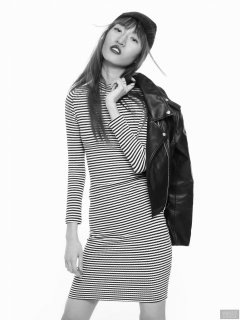 2018-02-24 Salina Pun fin black and white striped dress