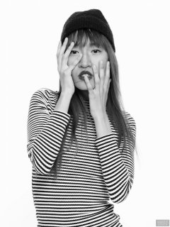 2018-02-24 Salina Pun fin black and white striped dress