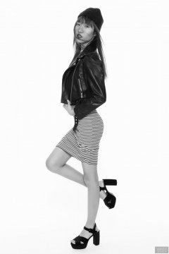 2018-02-24 Salina Pun fin black and white striped dress