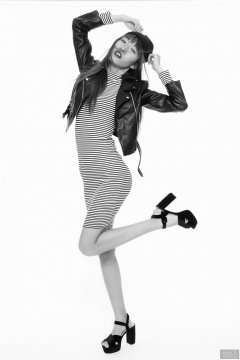 2018-02-24 Salina Pun fin black and white striped dress
