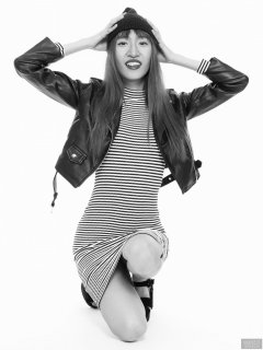 2018-02-24 Salina Pun fin black and white striped dress