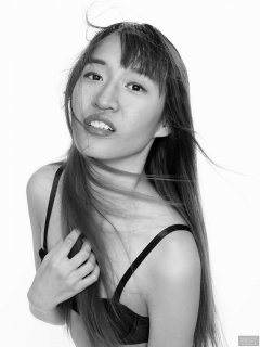 2018-02-24 Salina Pun in black bra top and black high-waist Chinese control briefs worn as hot-pants