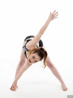 2018-04-07 Annie91 in neoprene sports top and black control briefs worn as hotpants