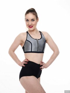 2018-04-07 Annie91 in neoprene sports top and black control briefs worn as hotpants