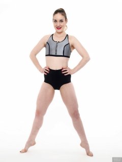 2018-04-07 Annie91 in neoprene sports top and black control briefs worn as hotpants