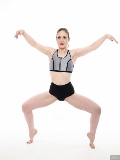 2018-04-07 Annie91 in neoprene sports top and black control briefs worn as hotpants