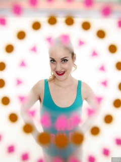 2018-04-07 Annie91 in her own turquoise one-piece swimsuit - with special filter