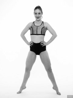 2018-04-07 Annie91 in neoprene sports top and black control briefs worn as hotpants