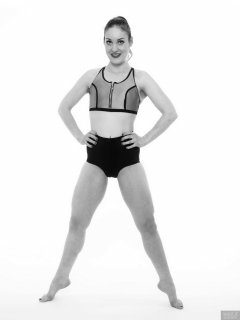 2018-04-07 Annie91 in neoprene sports top and black control briefs worn as hotpants