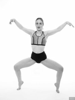 2018-04-07 Annie91 in neoprene sports top and black control briefs worn as hotpants