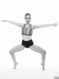 2018-04-07 Annie91 in neoprene sports top and black control briefs worn as hotpants