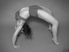 2018-04-07 Annie91 in red jewelled dance top and red pocket gorde worn as hotpants