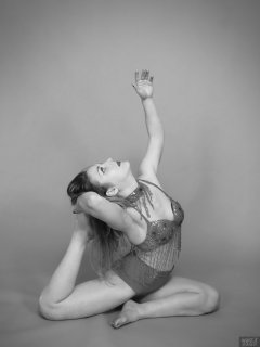 2018-04-07 Annie91 in red jewelled dance top and red pocket gorde worn as hotpants