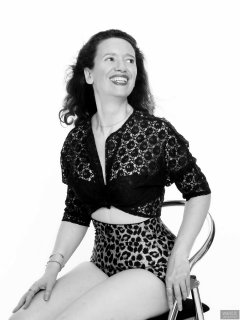 2018-07-07 Chiara in lace top and Beauforme animal print pantie girdle worn as hotpants