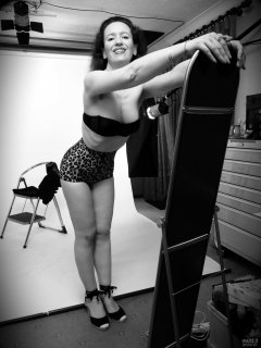 2018-07-07 Chiara in lace top and Beauforme animal print pantie girdle worn as hotpants