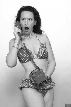 2018-07-07 Chiara in red and white Bettie Page style bikini - showing off her Bettie Page style tummy!