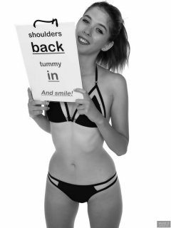 2018-07-25 Twinklenose, "shoulders back, tummy in", wearing bikini
