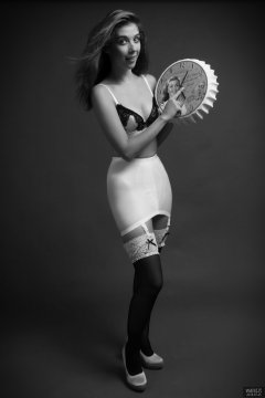 2018-07-25 Twinklenose, in bra, stockings and tight, white, genuine, vintage Playtex roll-on girdle