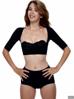2018-07-25 Twinklenose, in black posture topan bra, and black lycra control briefs worn as hotpants