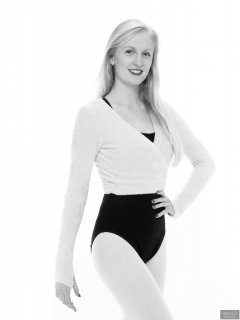 2018-09-01 Christina Elsom - in her own black leotard and pink dance top and ballet pumps