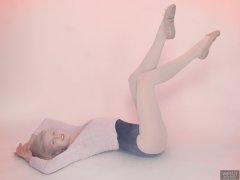 2018-09-01 Christina Elsom - in her own black leotard and pink dance top and ballet pumps