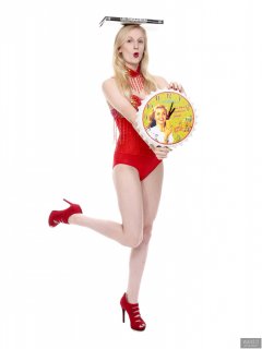 2018-09-01 Christina Elsom - red dance top, red under bust corset and red pocket girdle worn as hot-pants