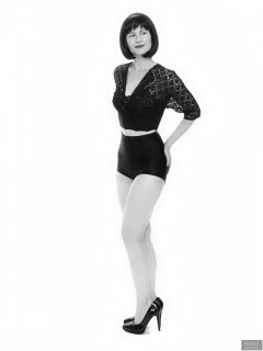 2018-09-16 Saffine in black strapless bra top, black bolero and  black Style 210 pantie girdle worn as hotpants