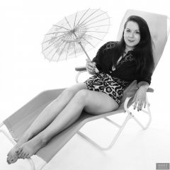 2018-10-21 Darya (DaryaM) on Relaxator 365 chair, in lace bolero top and leopard print pantie girdle worn as hotpants