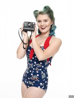 2018-11-04 Sophie Pixie modelling her own vintage style one-piece swimsuit